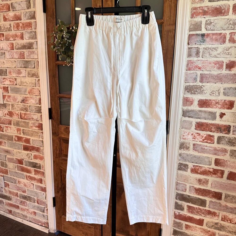 House of CB Luna‎ Cargo Trousers Womens Size S White Wide Leg Cotton Drawstring